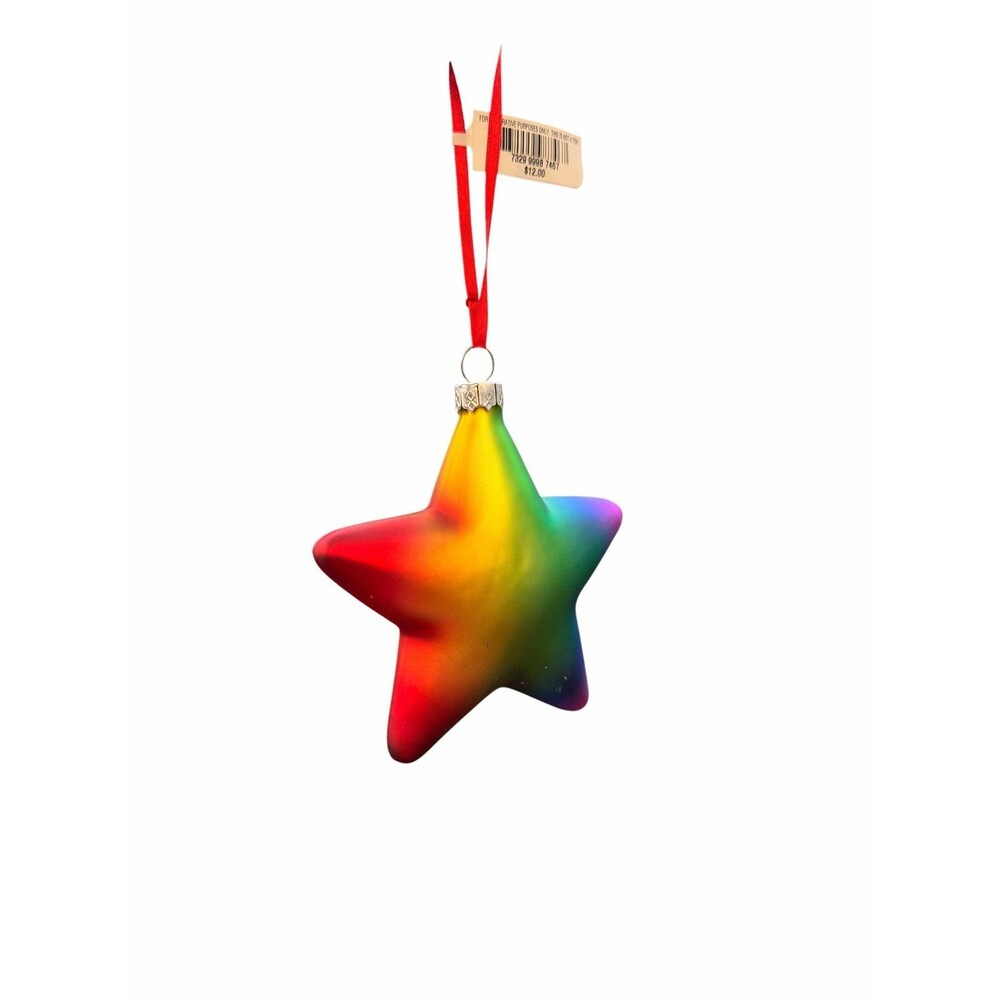 New Macy’s holiday lane Pride Glass Star Christmas Ornament